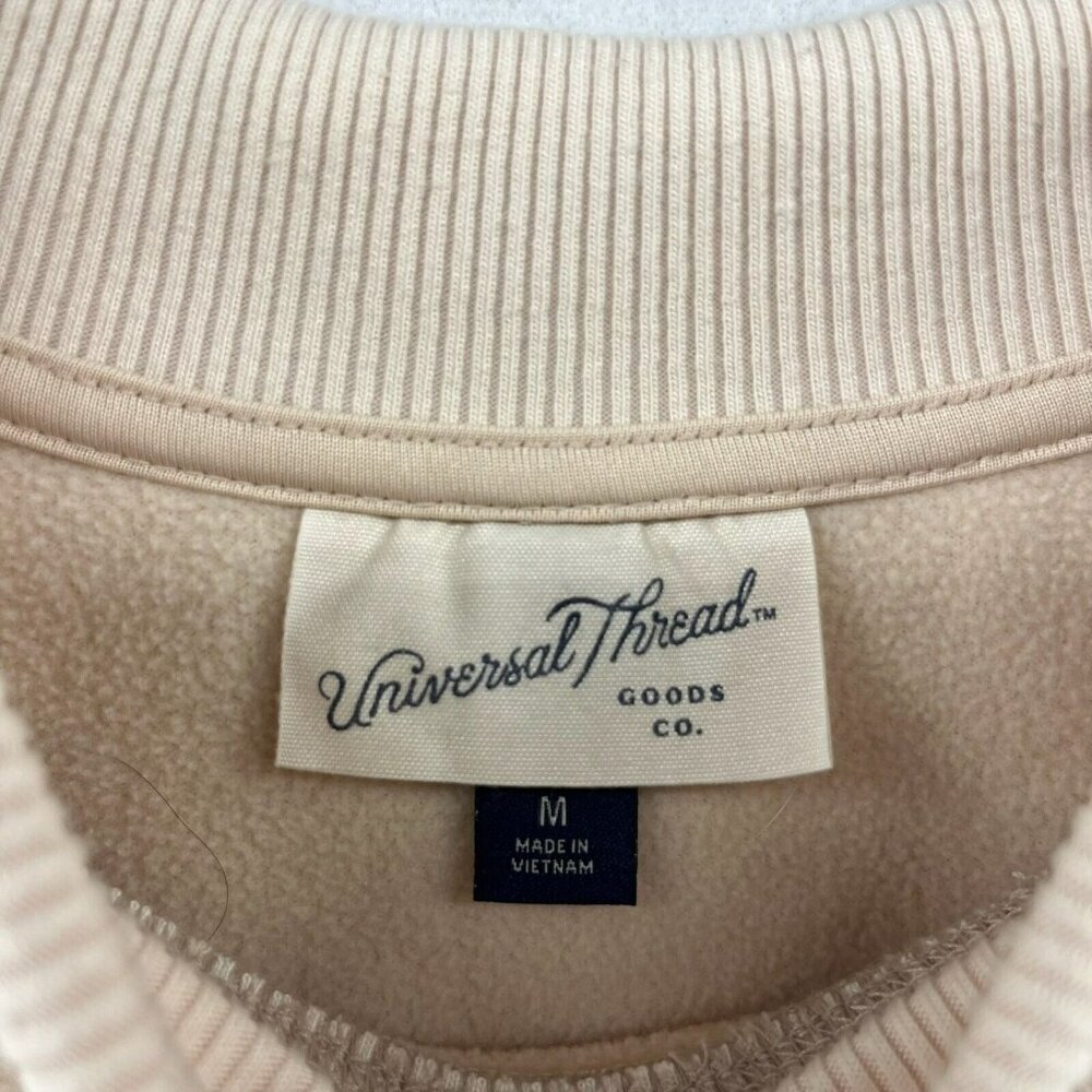 Universal Thread Sweater Women's Sz M Beige Sherpa Fleece Pullover Long Sleeves - Picture 10 of 12